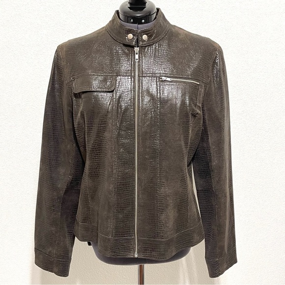 VINTAGE I.E. Woman 100% Leather Brown Jacket Size L - Picture 1 of 15